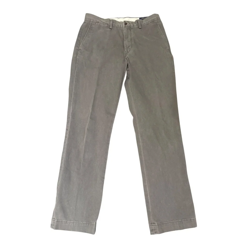 Polo Ralph Lauren Mens Grey Cotton Chino Pants Straight 32x32 Classic Trousers